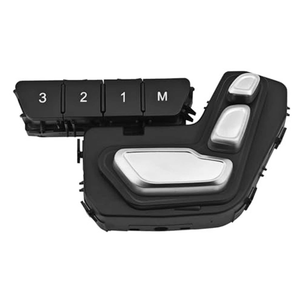 Black car seat adjustment switch with 1,2,3 and M selector buttons, front-right