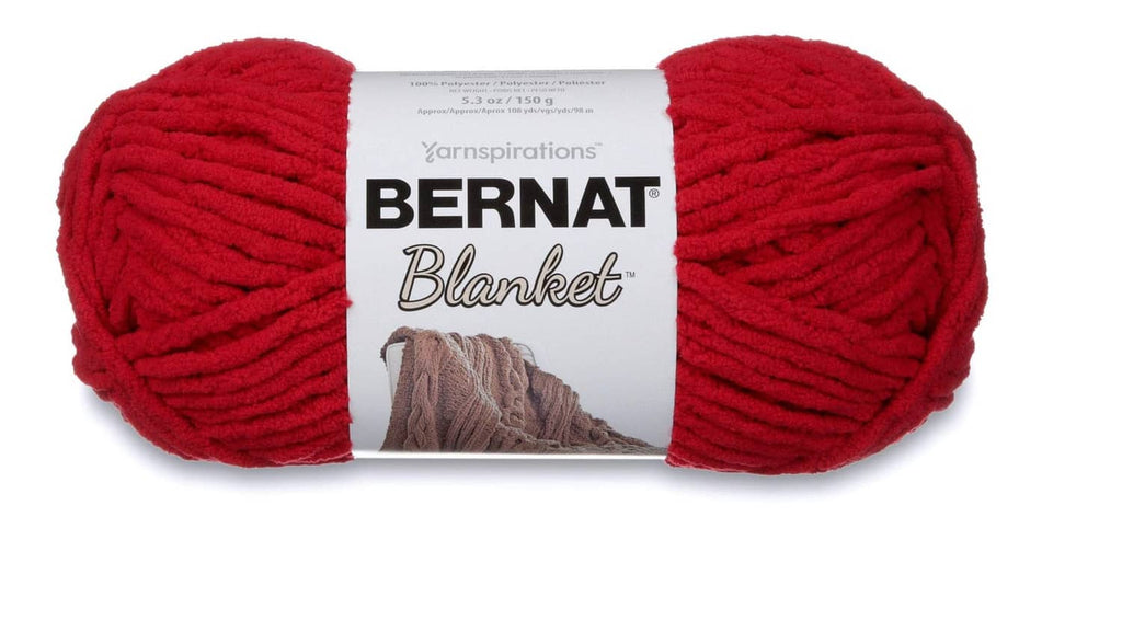 Bernat Blanket yarn skein, cranberry red, super bulky roving, soft knit texture