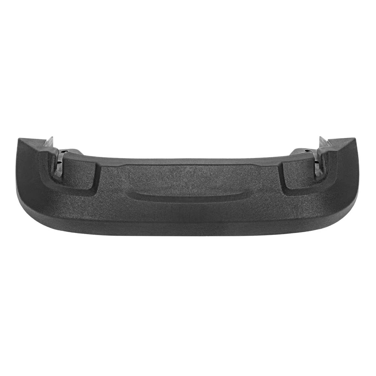 Black plastic hood pivot bracket with mounting clips, curved profile