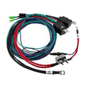 Wiring cable harness kit with multicolor wires and black connector plugs, ring terminals