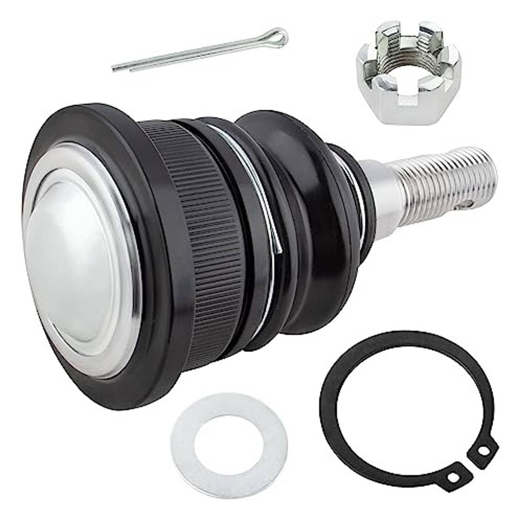 Front ball joint dust boot and hardware, black housing with chrome threaded stem