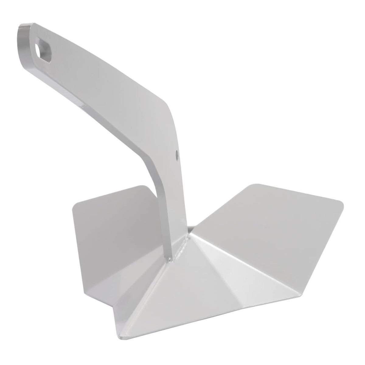 Delta-style wing anchor, gray steel with wide fluke plates and arched shank bracket