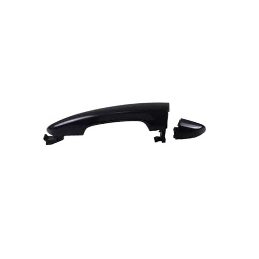 Black exterior door handle, rear-left, side profile with end caps