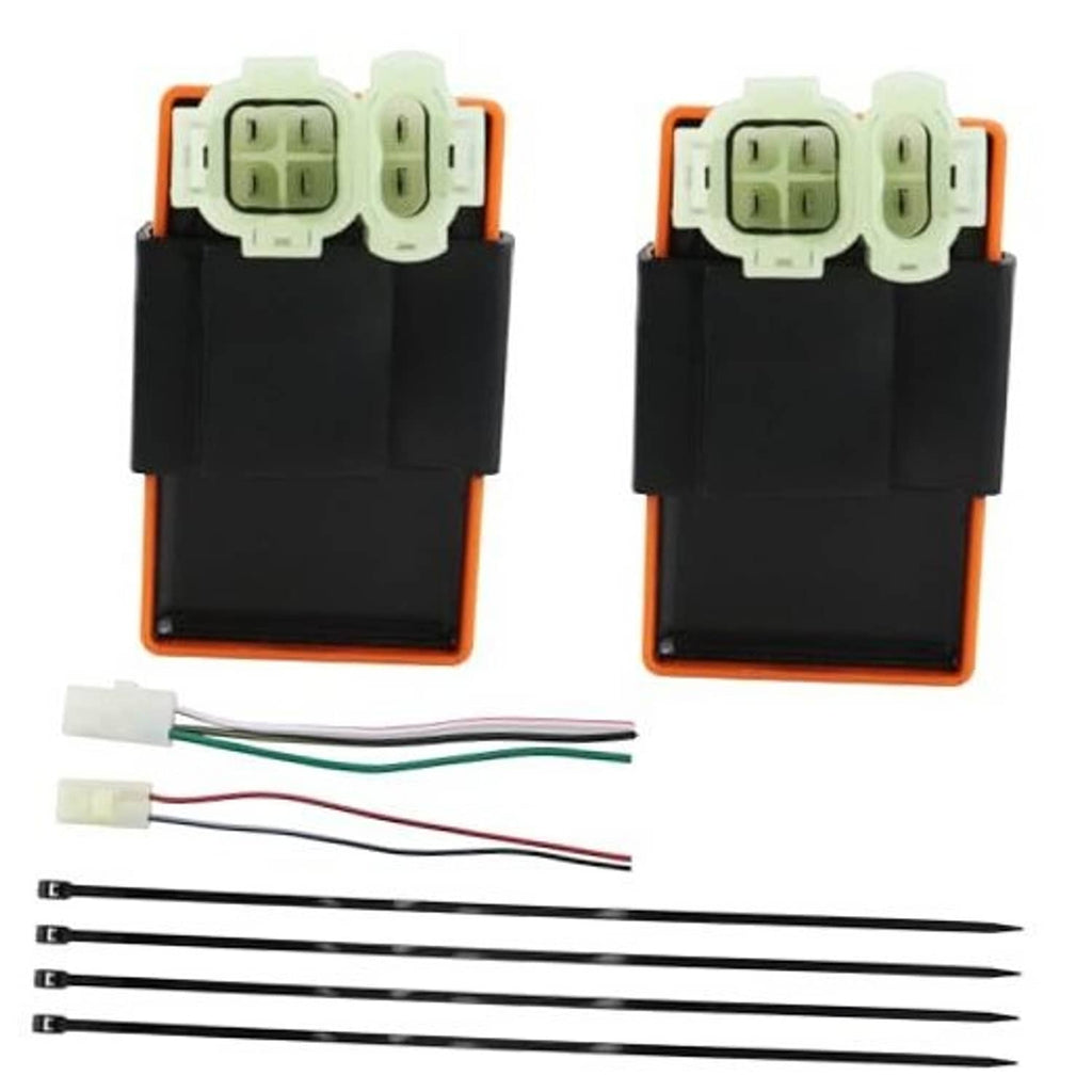 6-pin AC CDI ignition box replacement, black housing with orange side trim and multi-pin connector