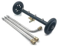 Black undercarriage pressure washer cleaner with two stainless extension wands and wheels