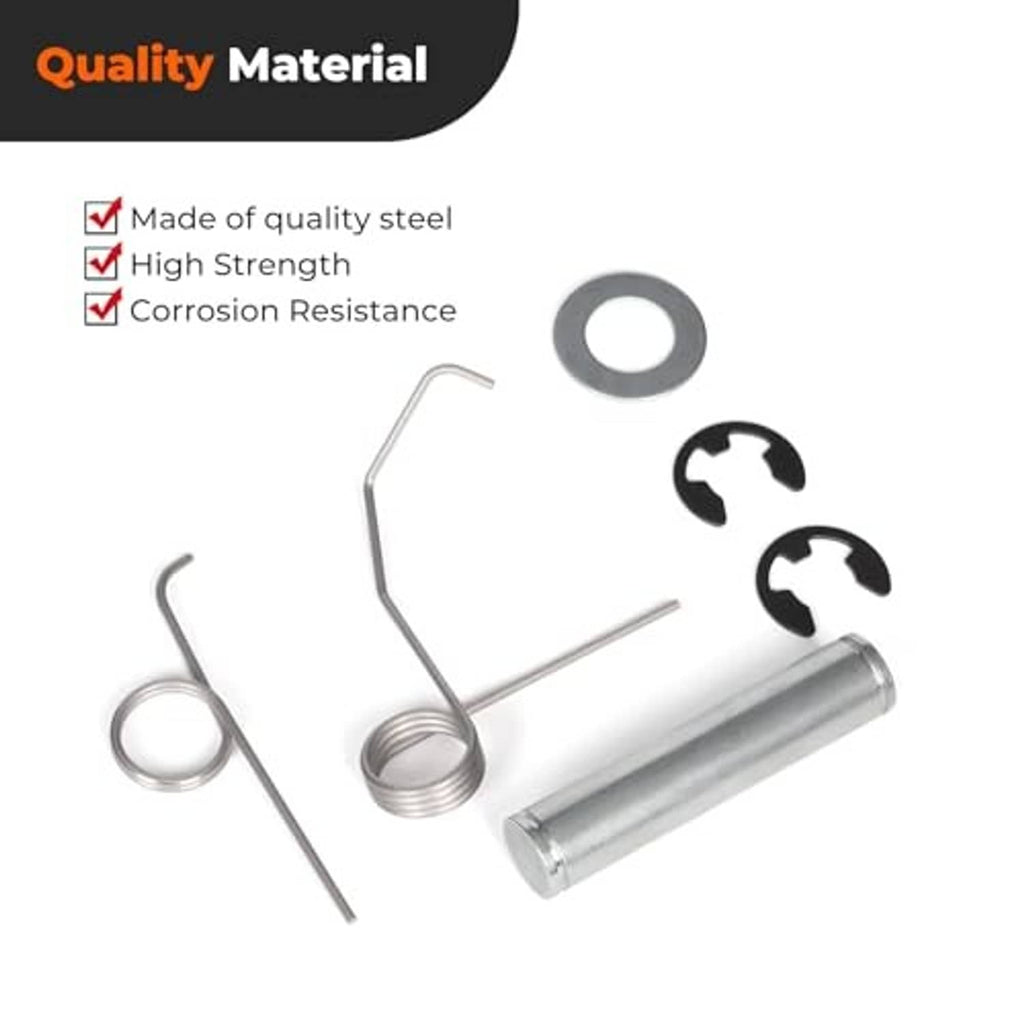 Steel latch shaft spring kit with wire springs, latch rod, and gray bushing ring