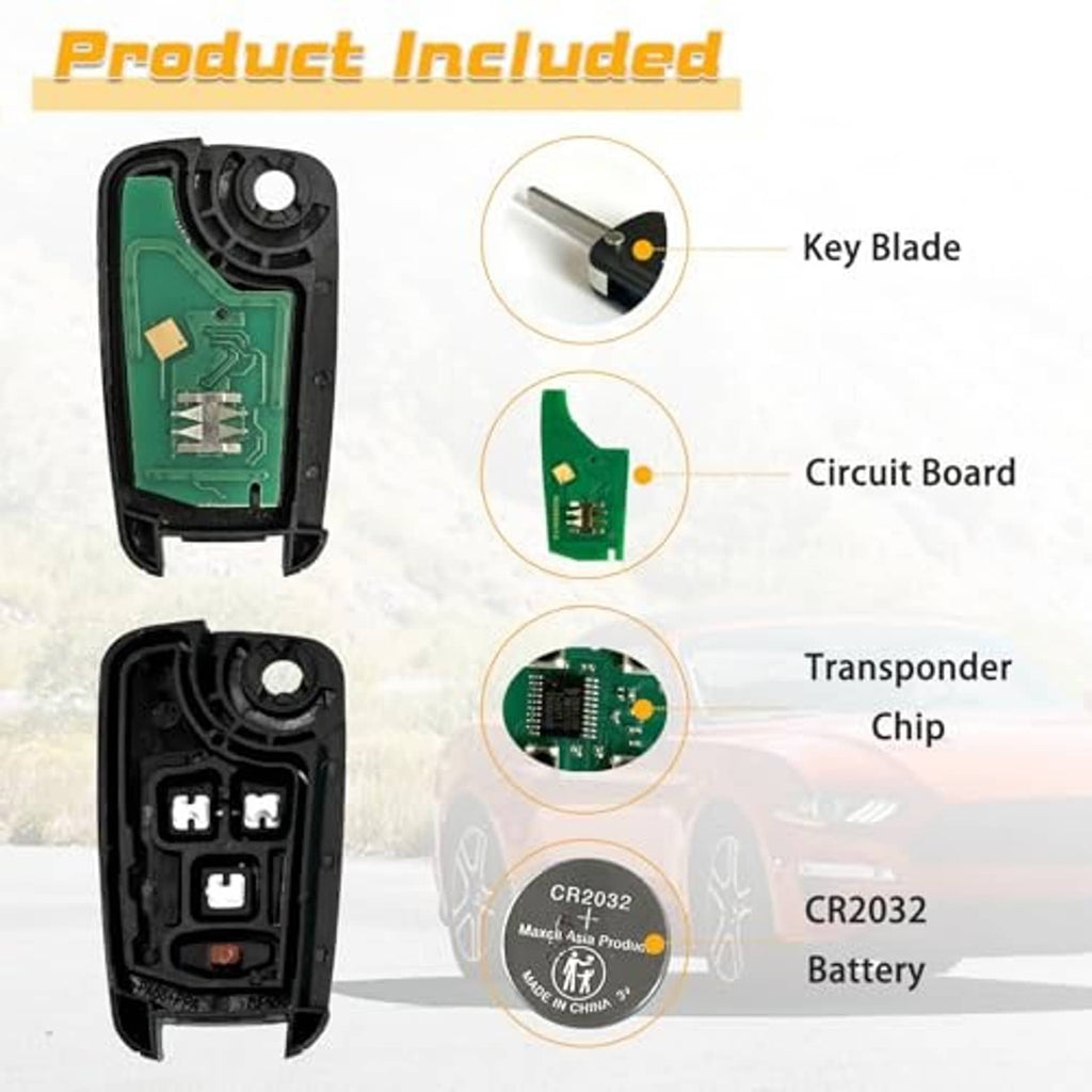 Key fob remote shell with internal circuit board, transponder chip and battery (CR2032)