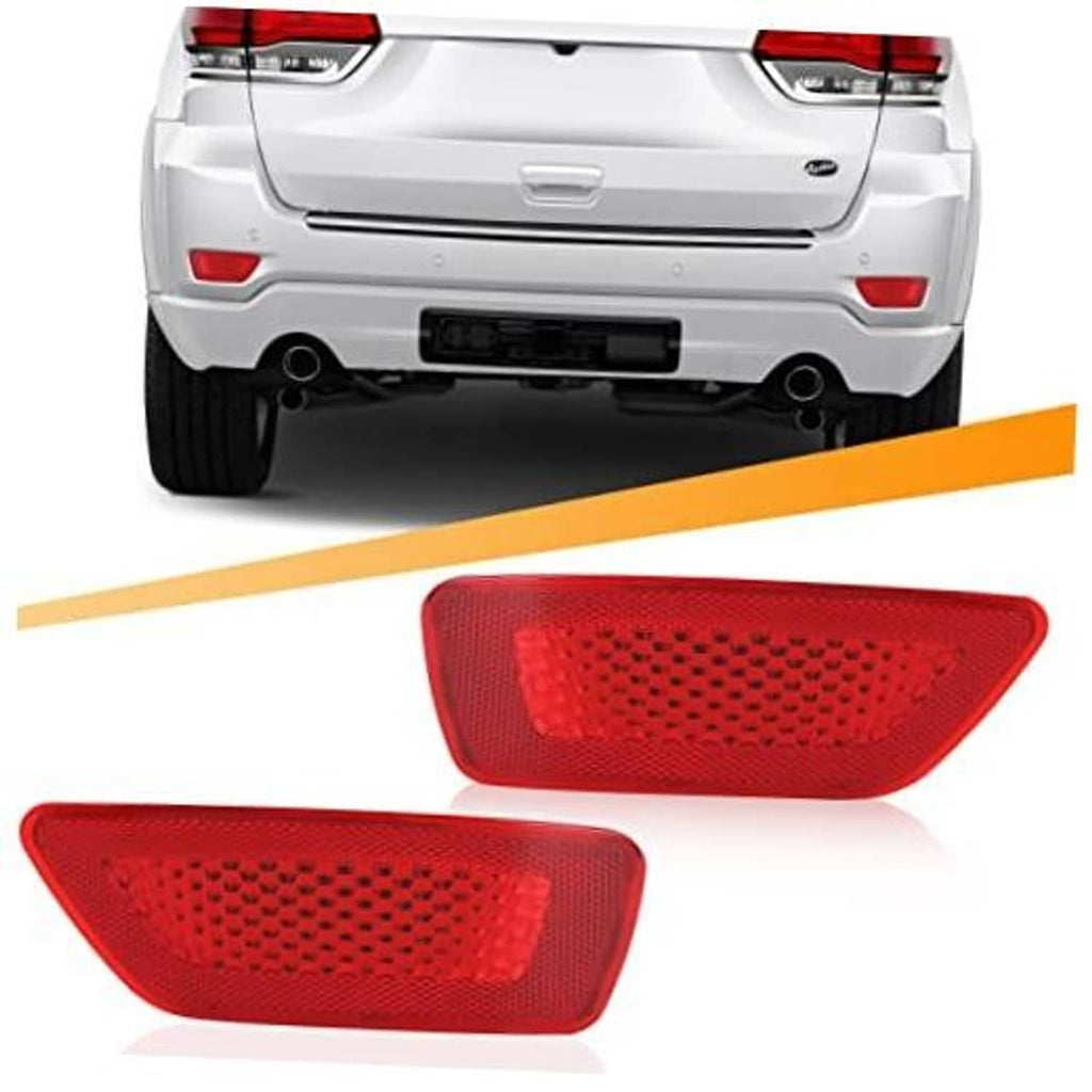 Pair of red rear bumper reflector lights with textured lens surface