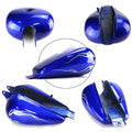 Blue 3.4-gallon fuel tank set with blue side covers and mounting brackets