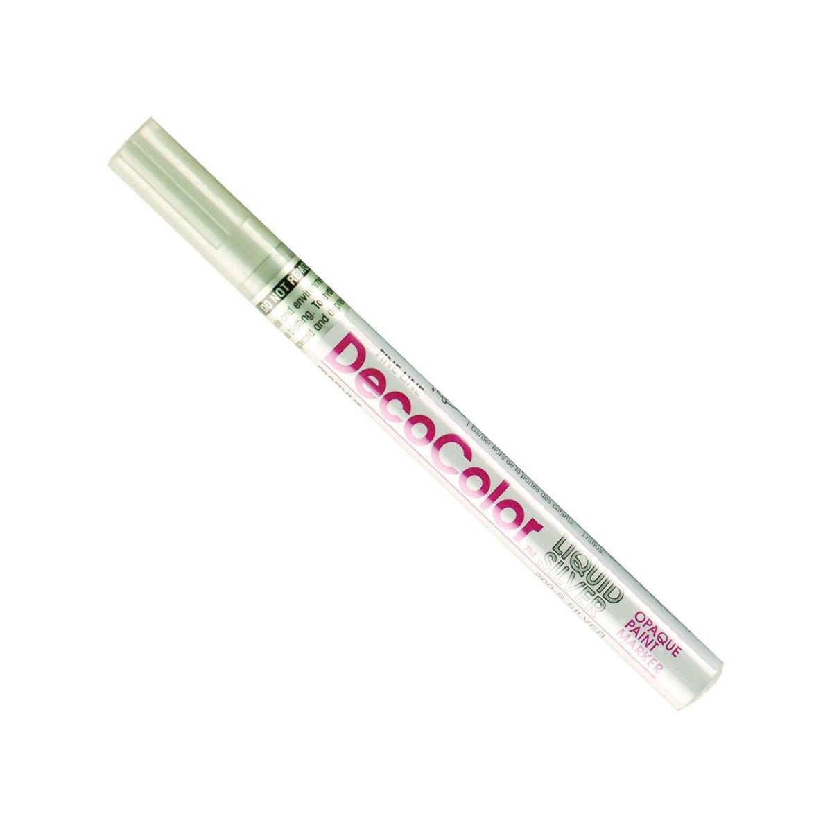 Silver fine-point paint marker with clear cap