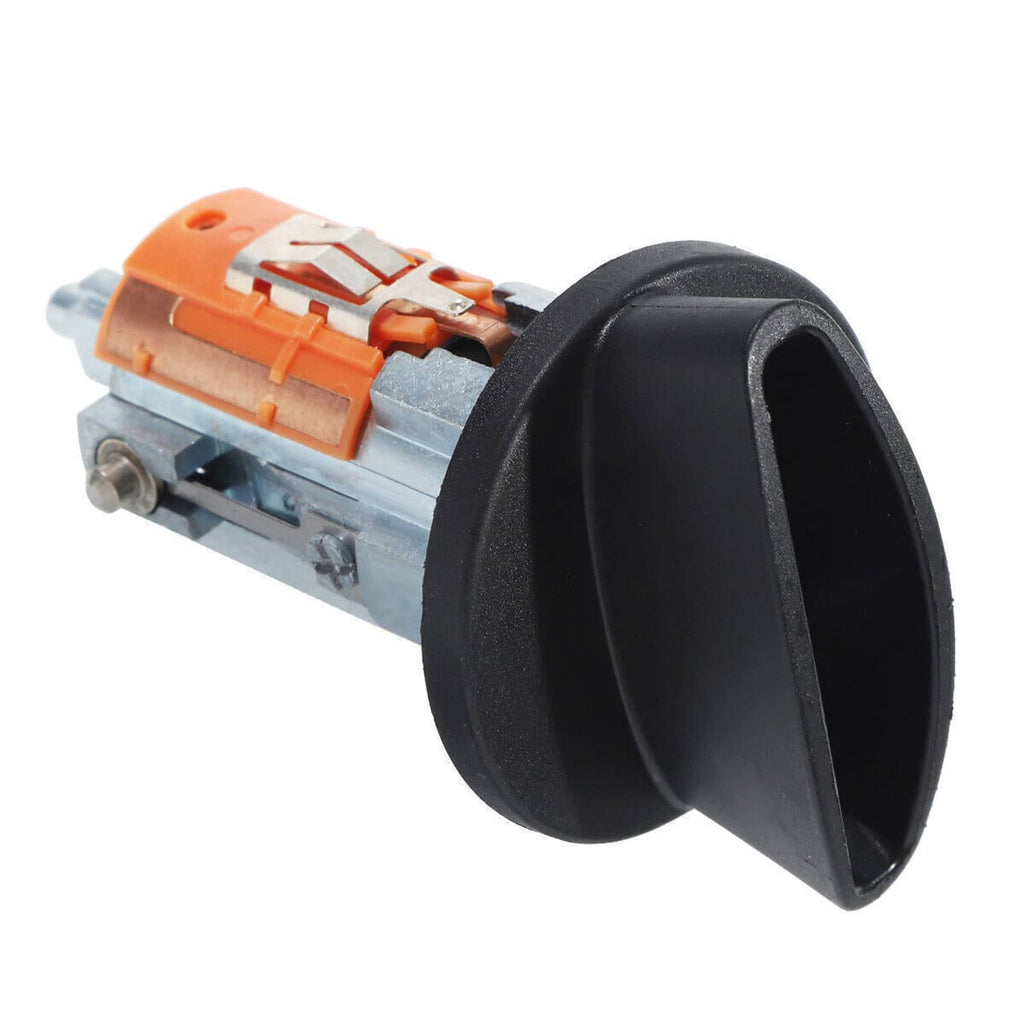 Ignition/door lock cylinder with black knob and exposed internal mechanism