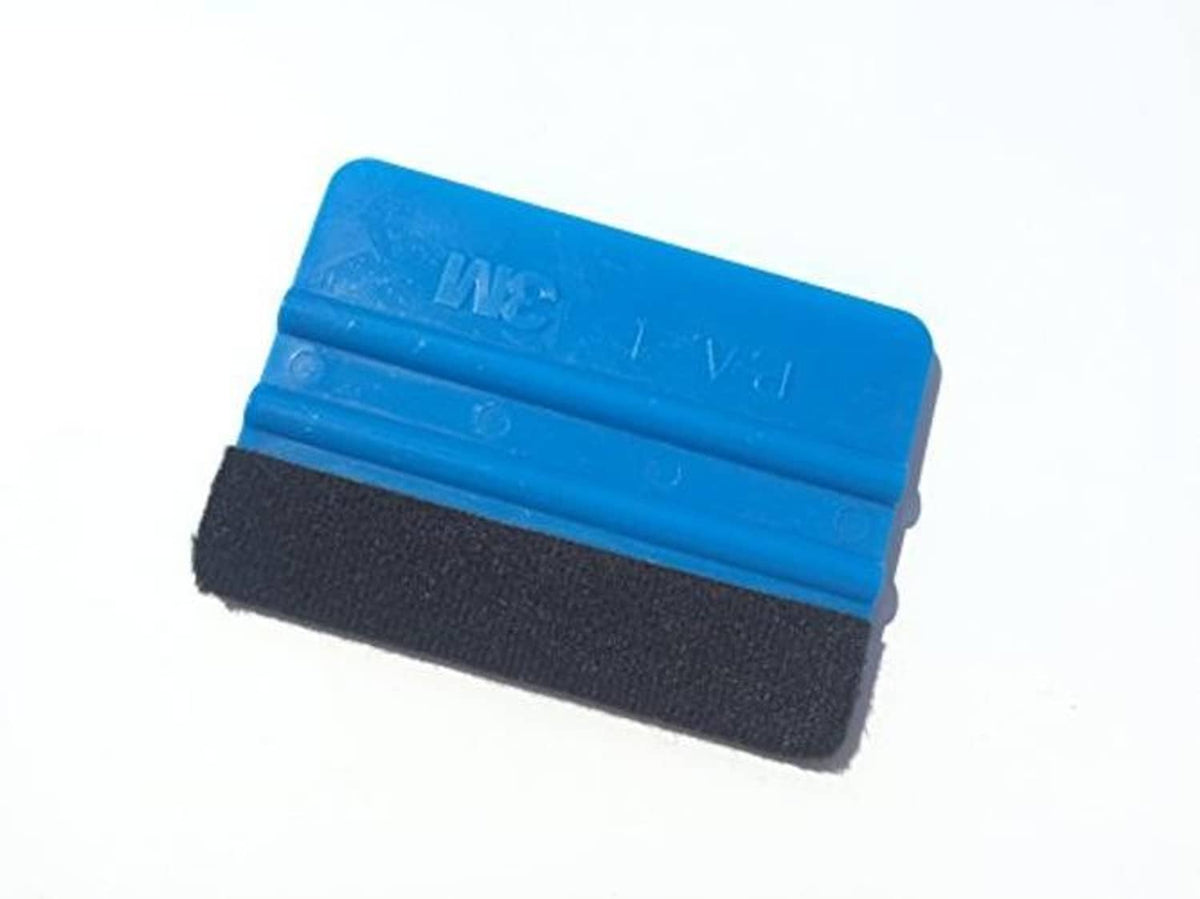 3M blue felt squeegee applicator with dark felt pad, flat hand tool