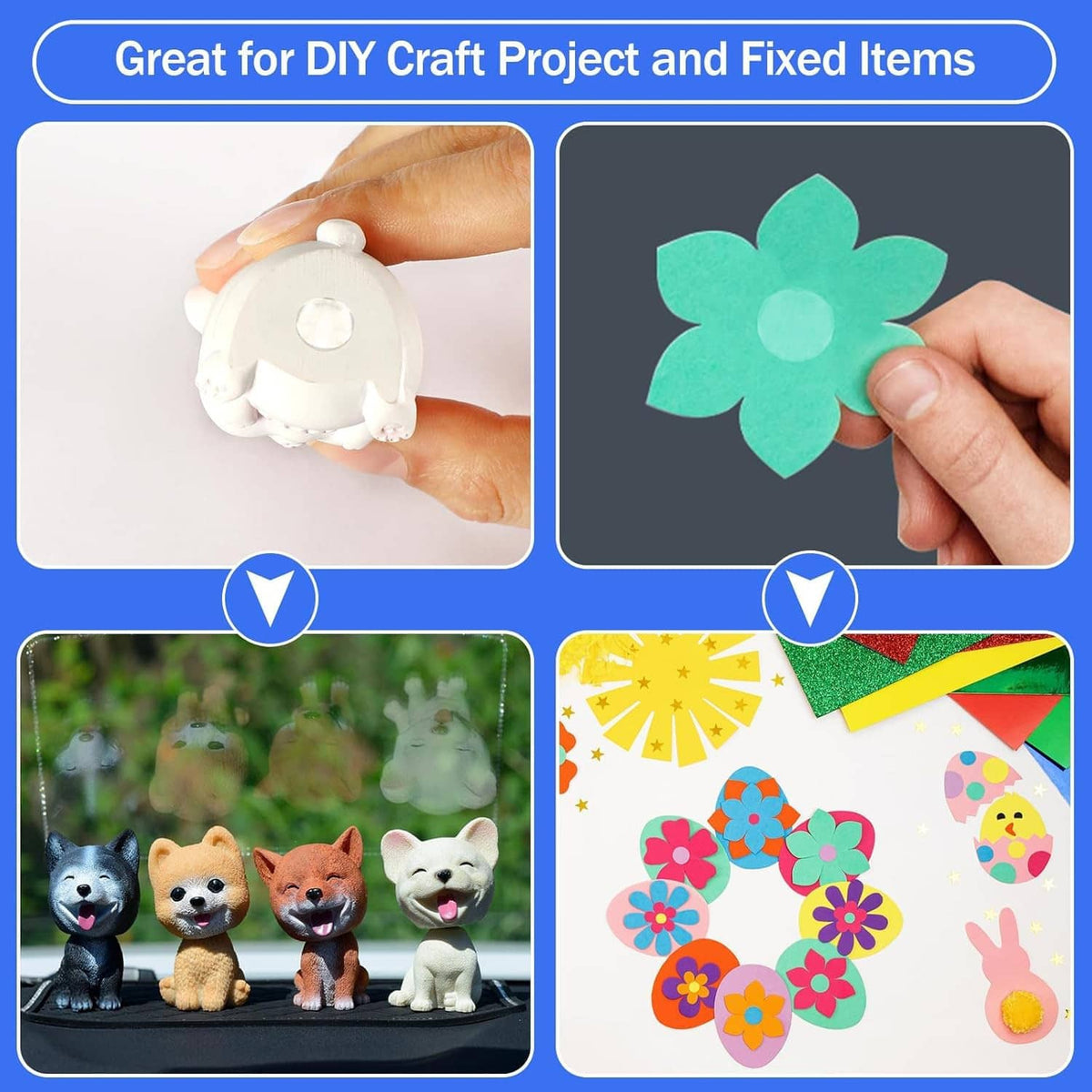 Hand pressing double-sided sticky dot onto craft items for DIY fixing and holding