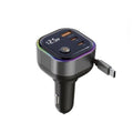 Retractable USB-C car charger with USB ports and a retractable plug-in cable