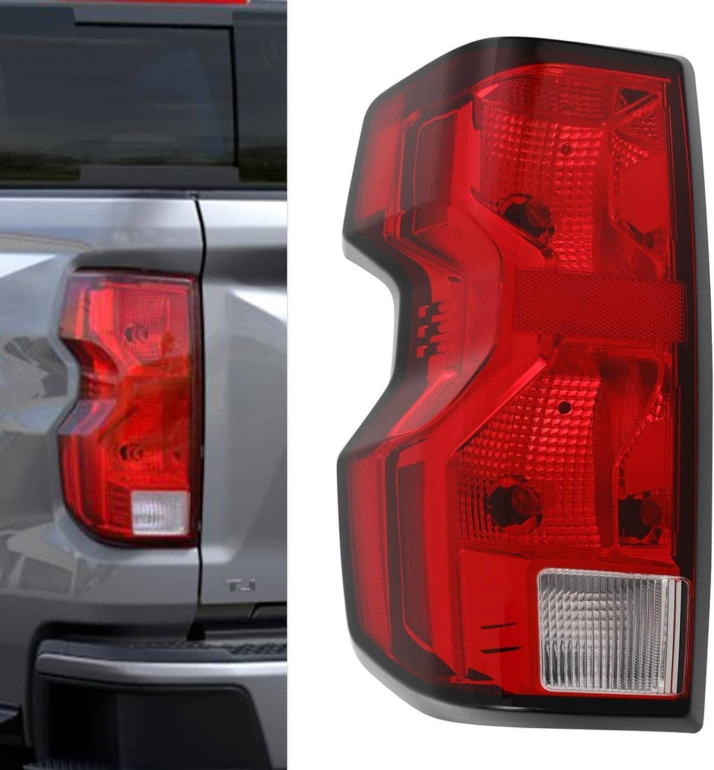 Left tail light detail on pickup rear with red lens and clear bottom section