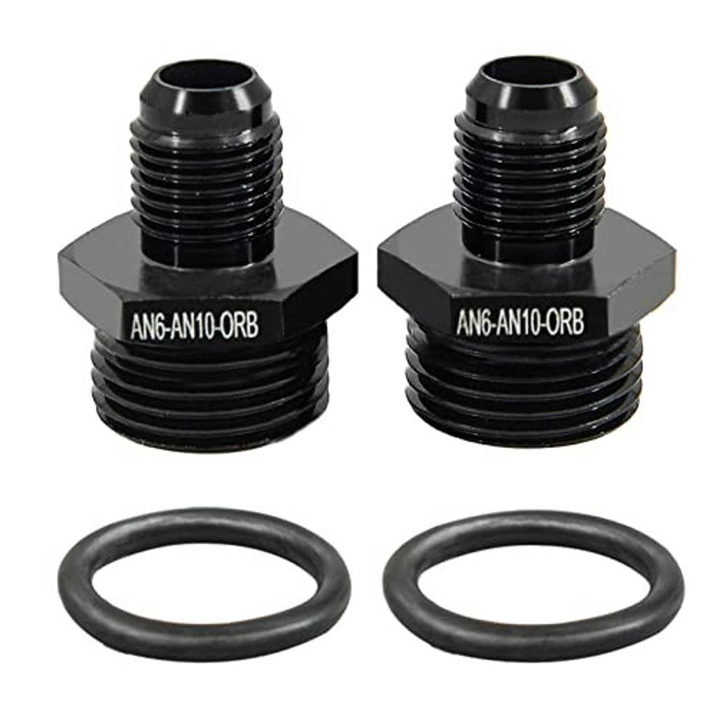 AN6 to AN10 ORB male fuel fitting set with hex base and two rubber O-rings