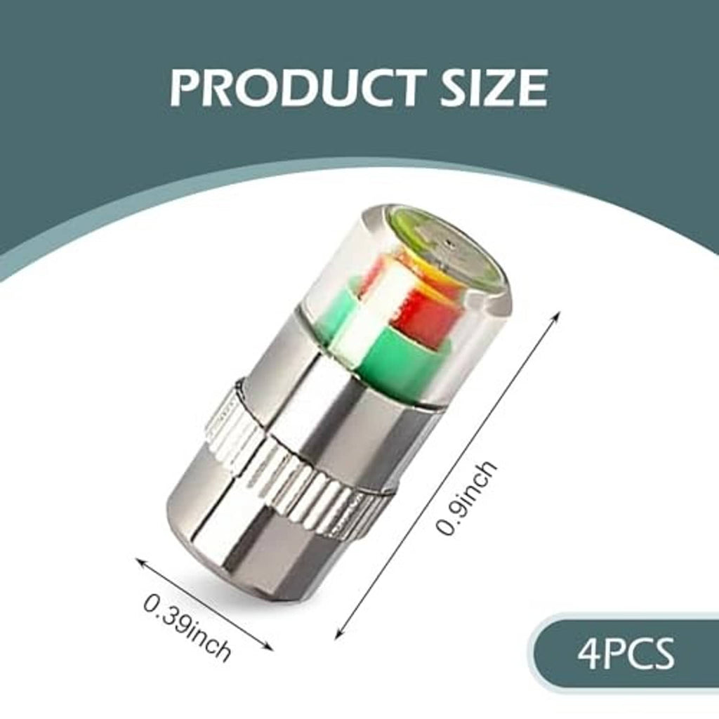 Single chrome tire valve cap with green and red ring insert