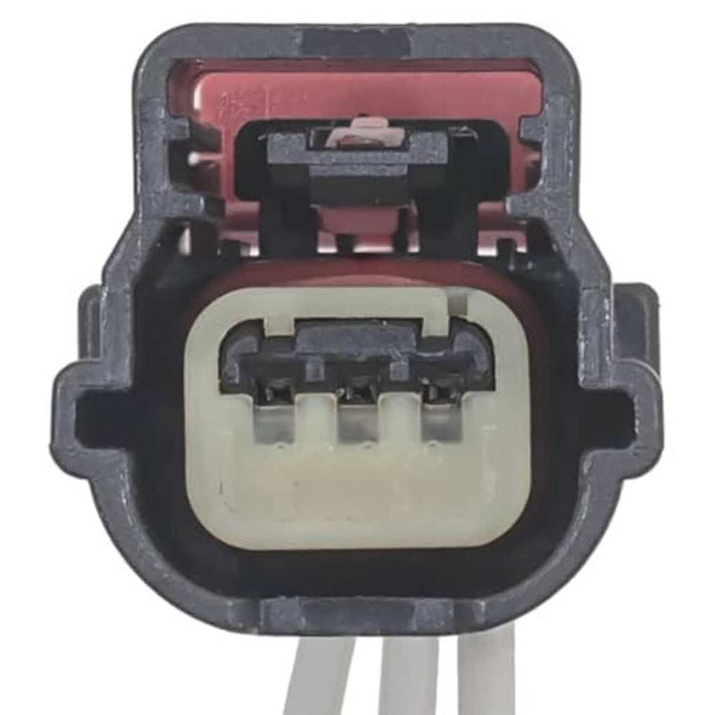 Engine crankshaft position sensor connector, black housing with red lock and terminals