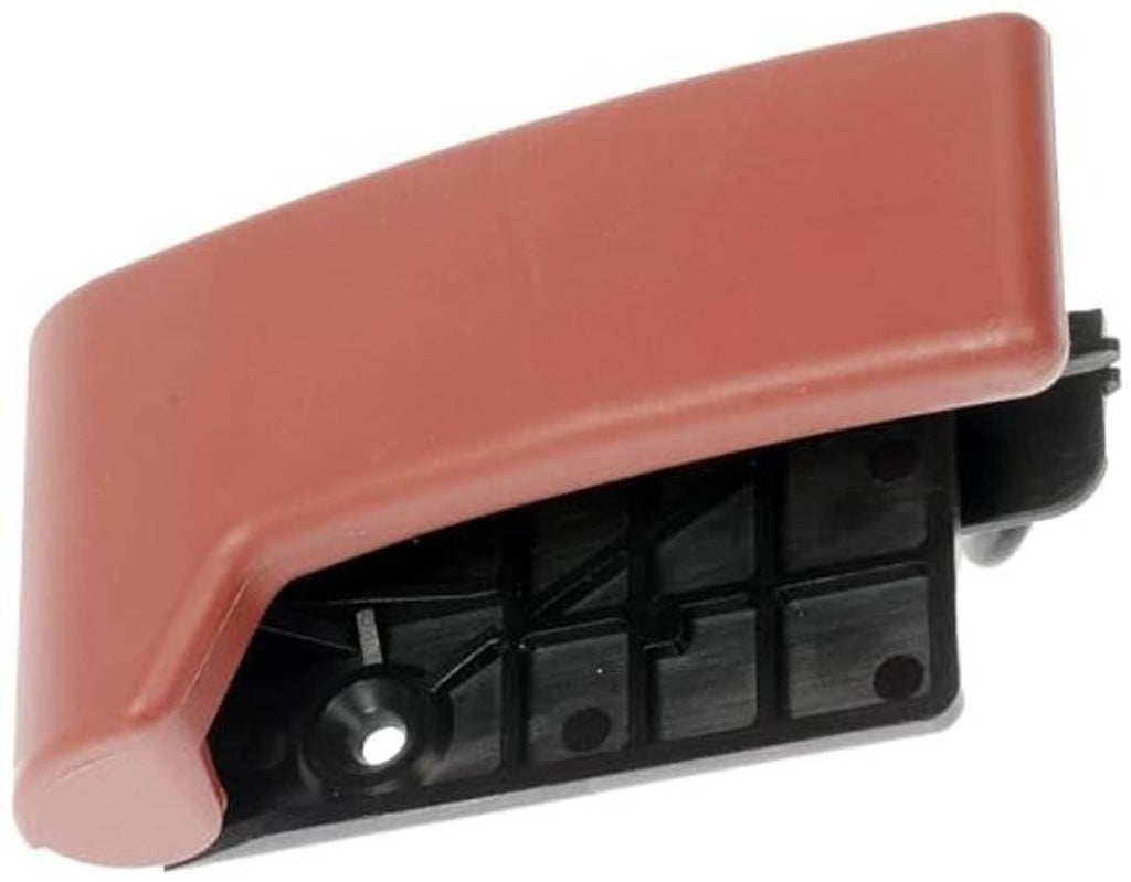 Red hood release handle cover with black latch block and mounting tabs