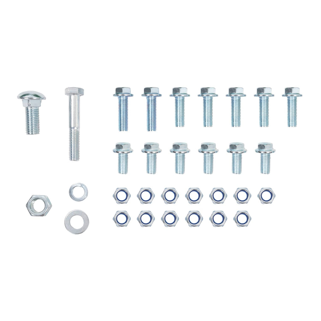 Tractor step extension kit hardware set with bolts, screws, washers, and nuts