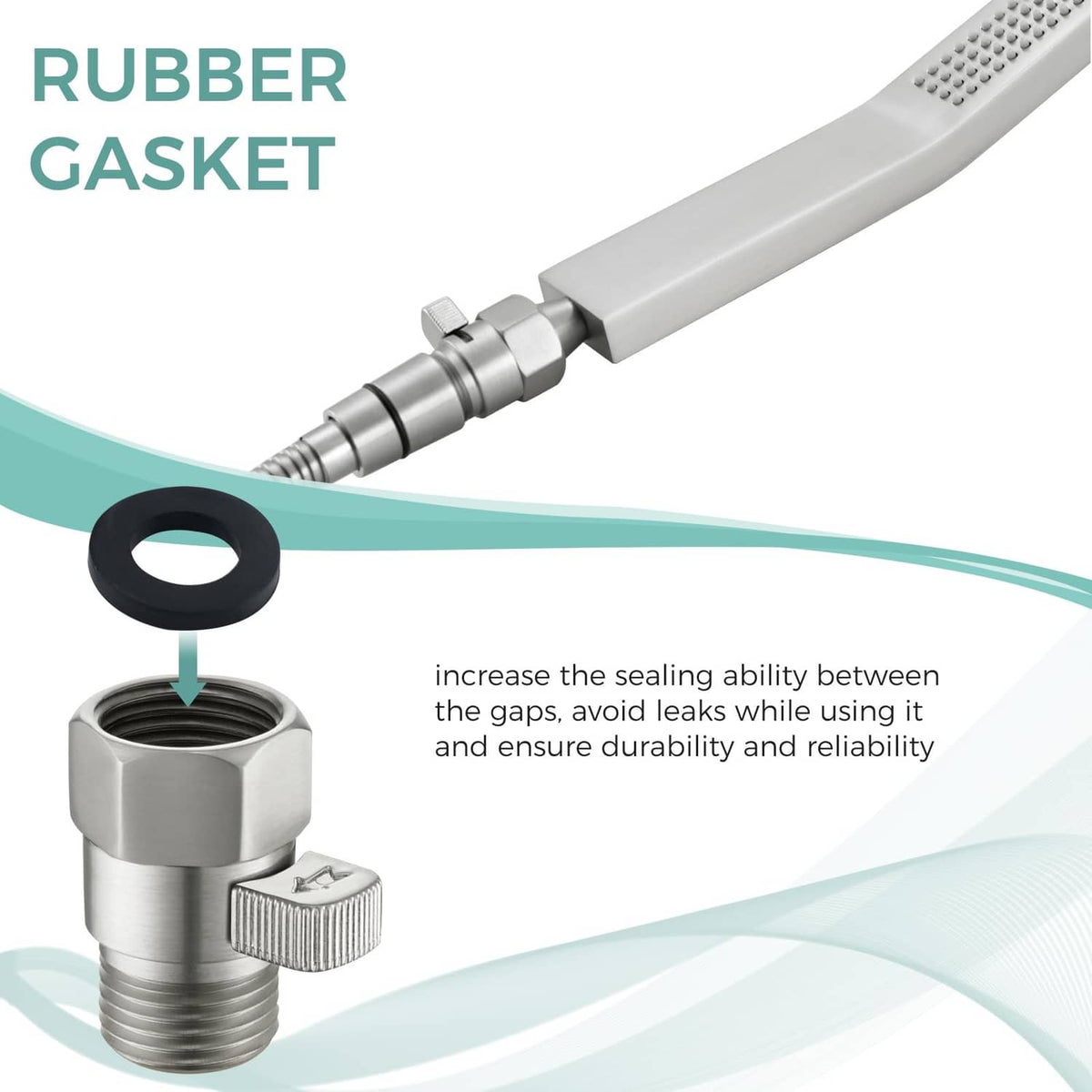 Brass shower flow control valve with rubber gasket and knurled shutoff knob