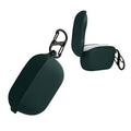 Dark green silicone earbud case with keyring carabiner loop