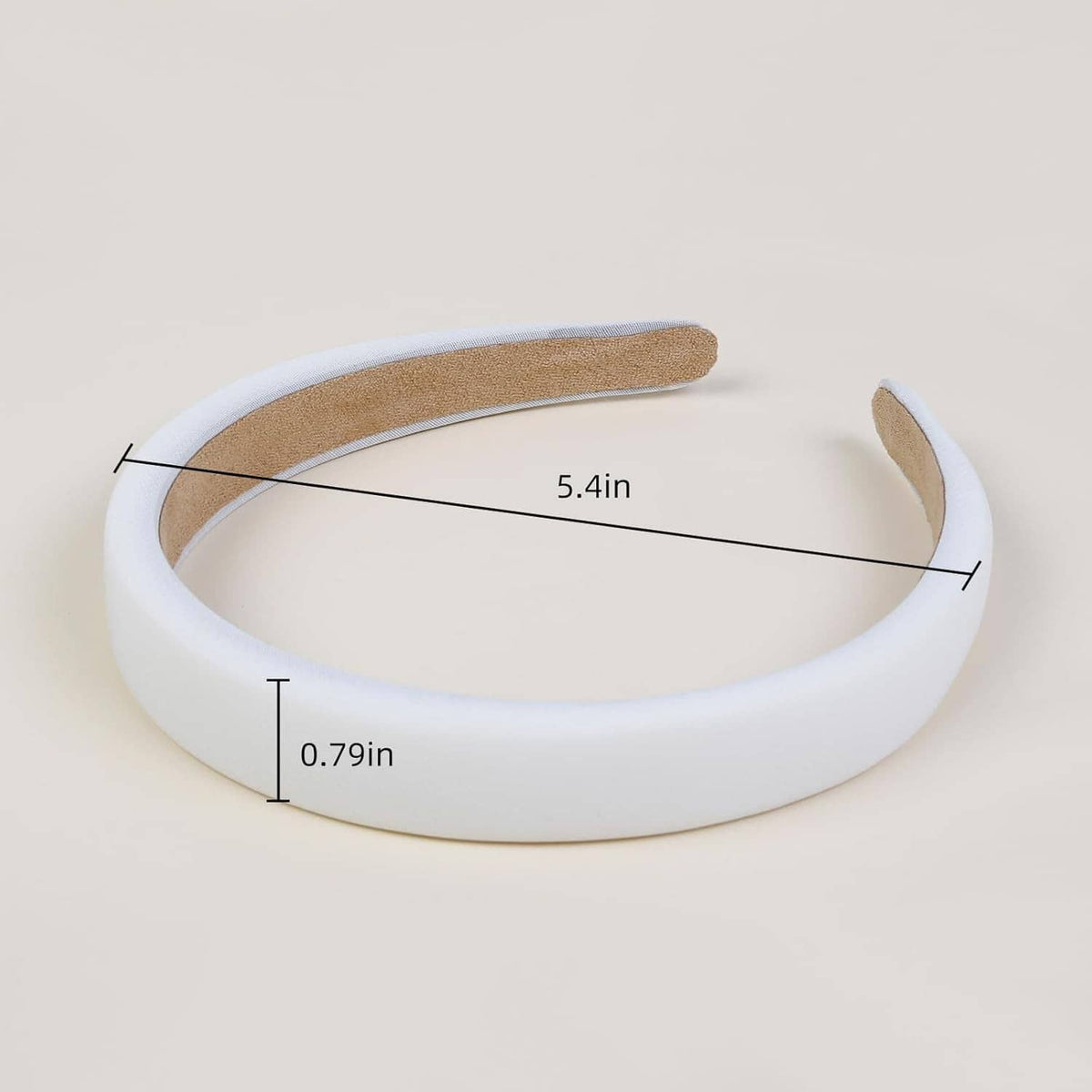 White wide padded headband with non-slip inner lining, 5.4 in width