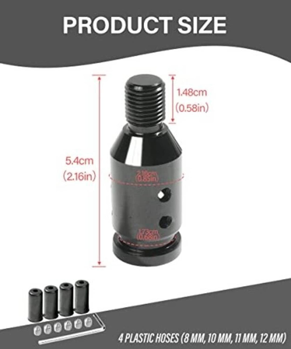 Aluminum gear shift connector size: threaded stud with four adapter sleeves
