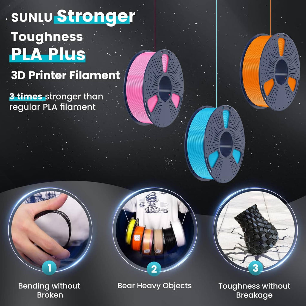 PLA Plus 3D printer filament spool set, multicolor reels with product rings