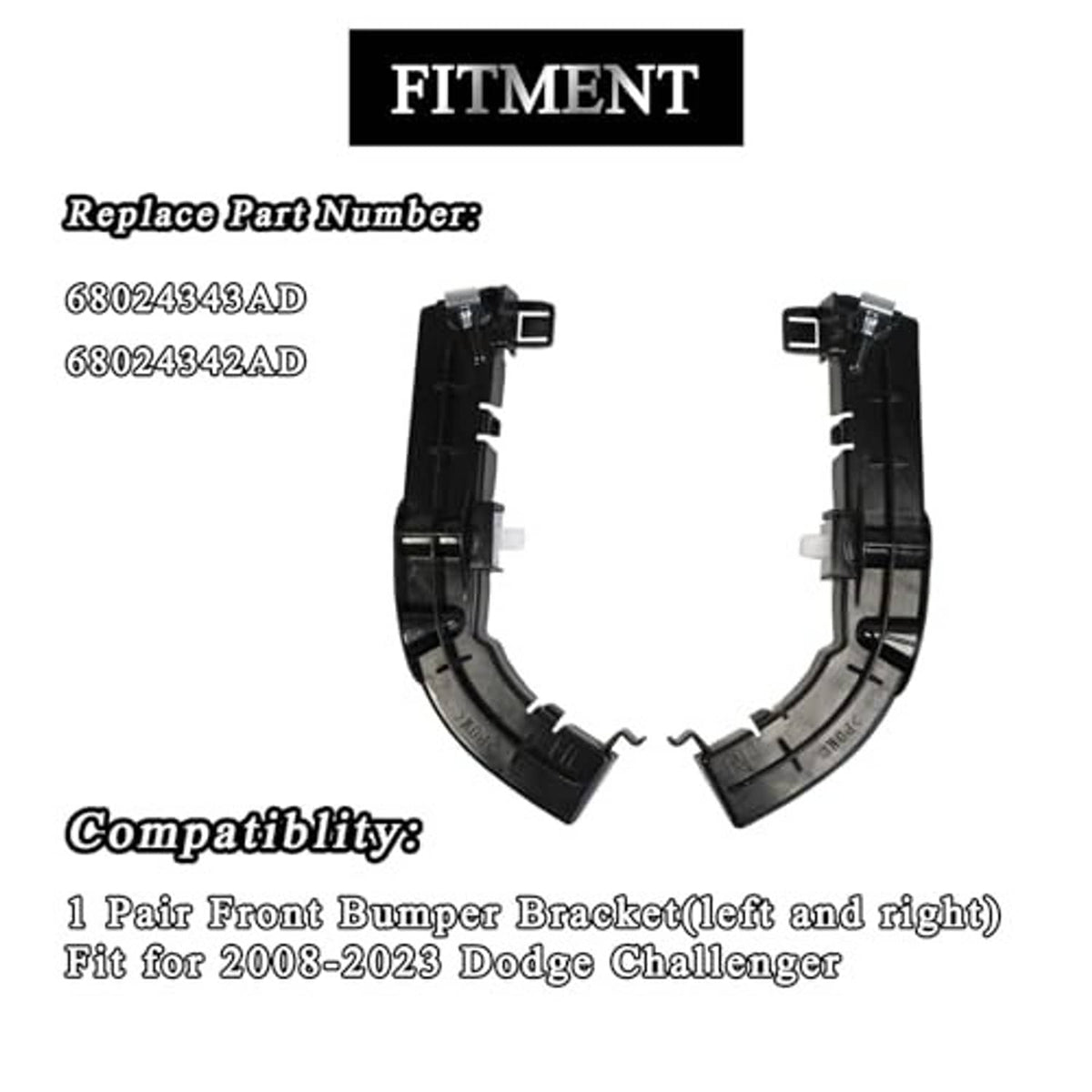Front bumper bracket pair showing black curved supports and white alignment tabs.