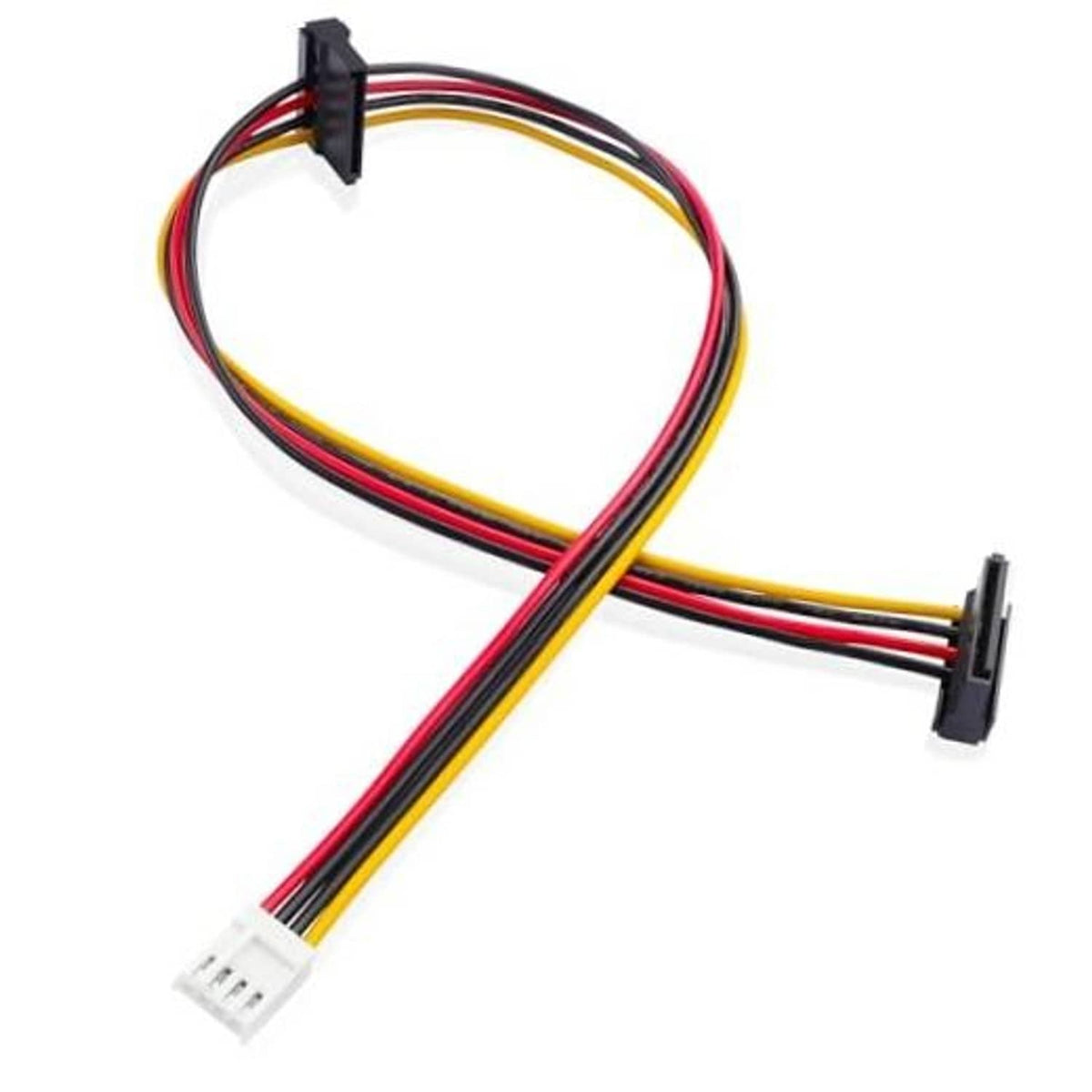 Floppy drive 4-pin to dual SATA power adapter cable with colored wire leads