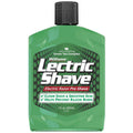 Green electric razor pre-shave liquid bottle with black cap