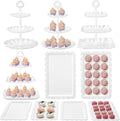 3-tier cupcake stand set with multiple trays and holders, all in white