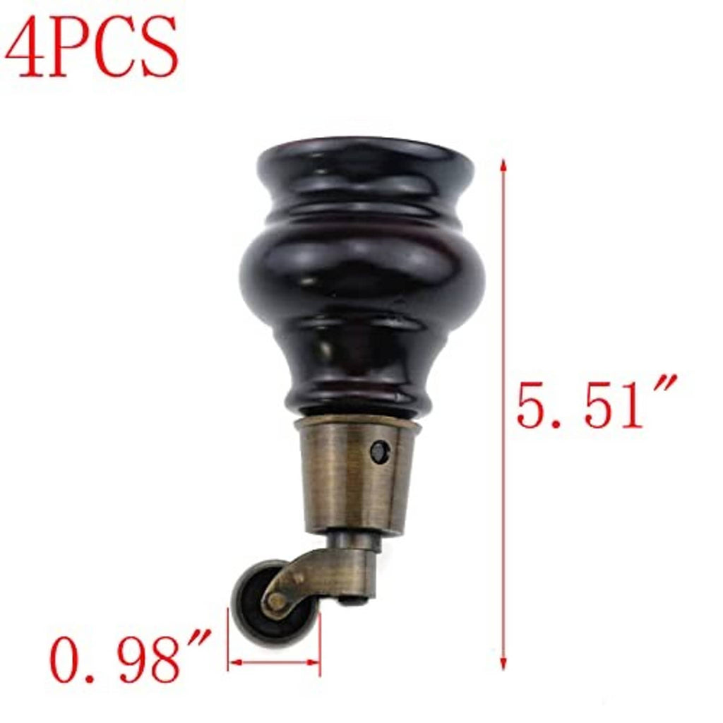 Black furniture leg with caster; 5.51 in height and 0.98 in base width