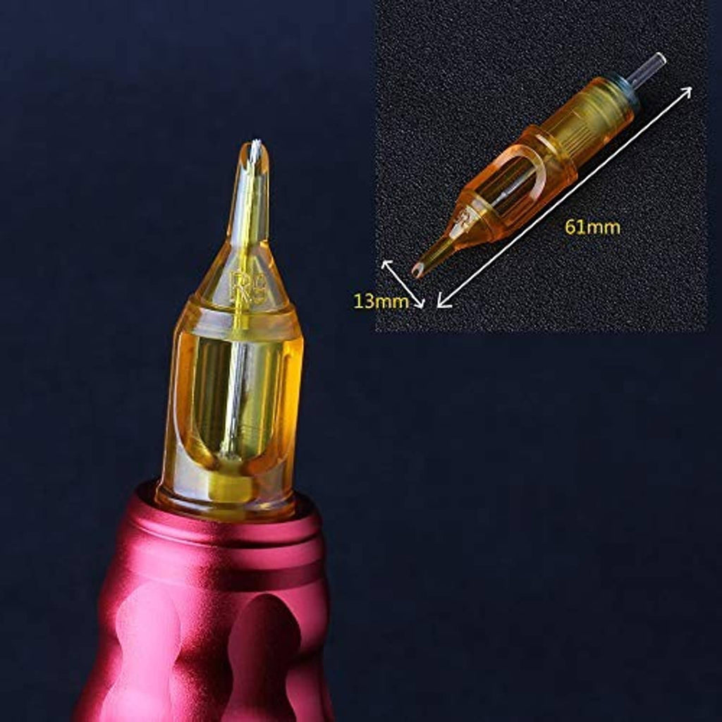 Orange disposable tattoo needle with measurement labels 13mm and 61mm