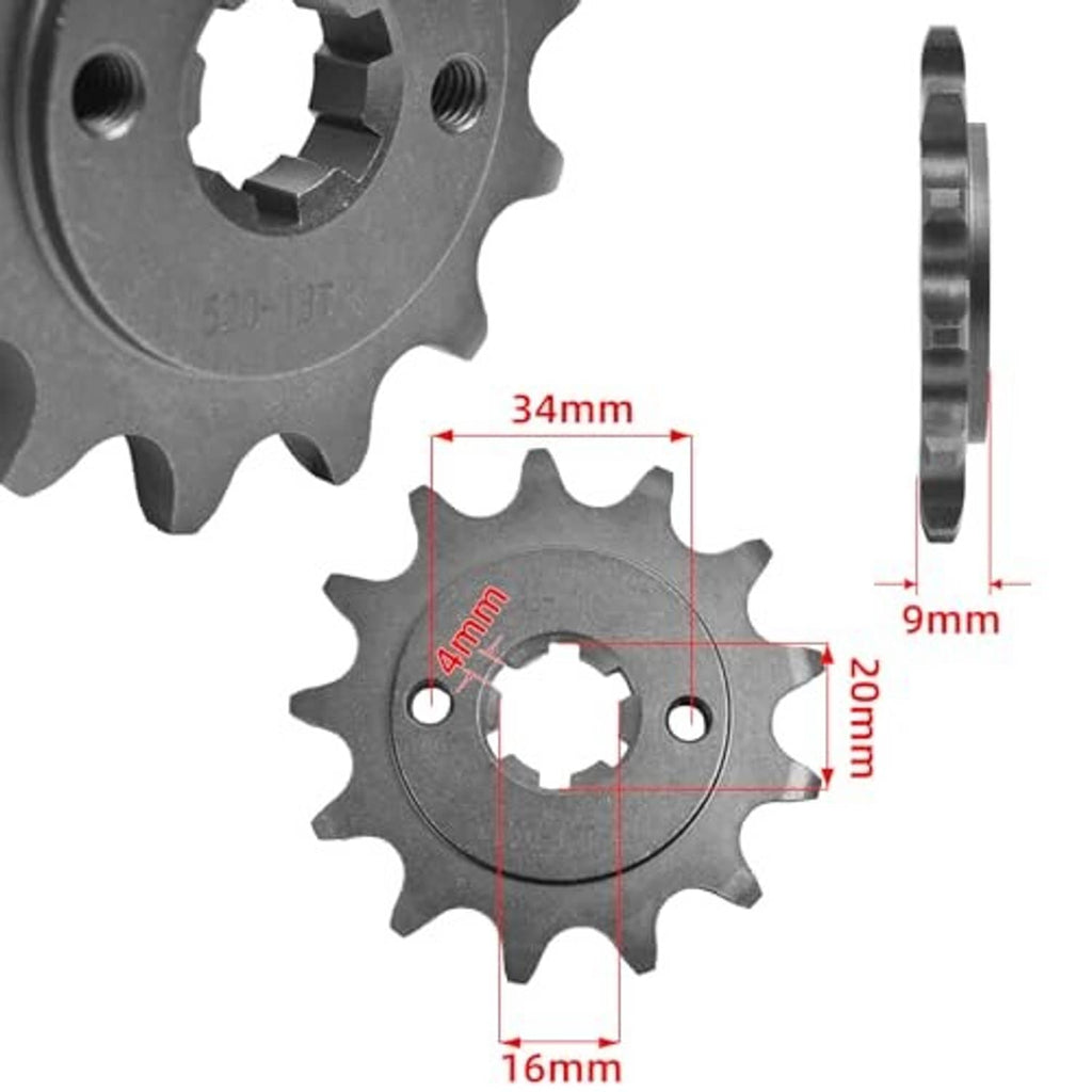 Front sprocket gear showing measurements, center spline and mounting holes, dark steel