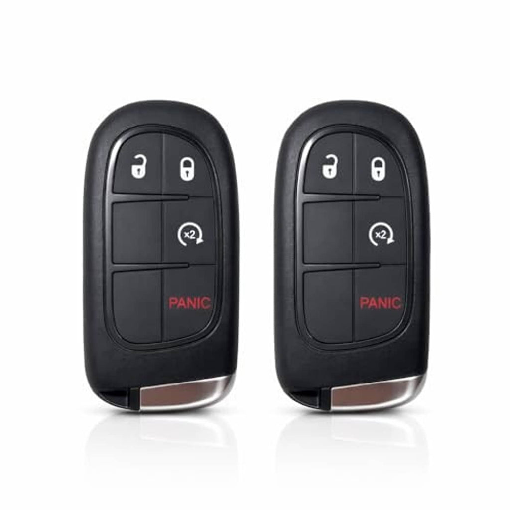 2 black smart key fob replacements with button layout and panic indicator
