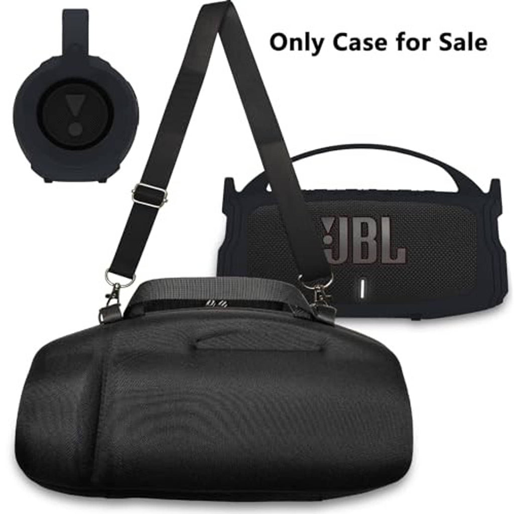 Black JBL silicone cover and travel case with shoulder strap and lanyard