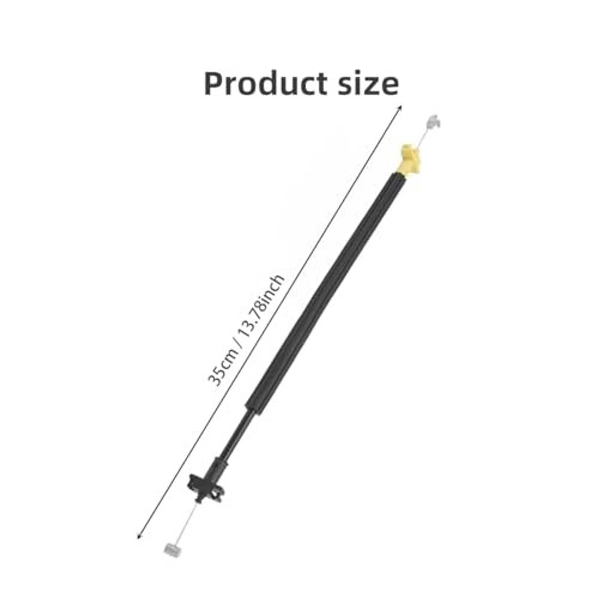 Front door lock cable length 35.3 in, black shaft with yellow end fittings