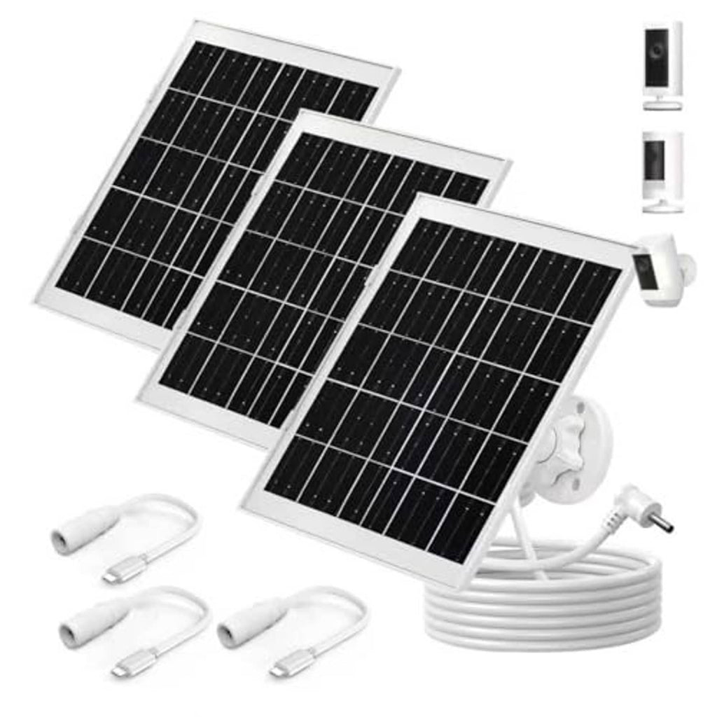 Foldable solar panel set with power cable and mounting bracket for Ring spotlight cameras