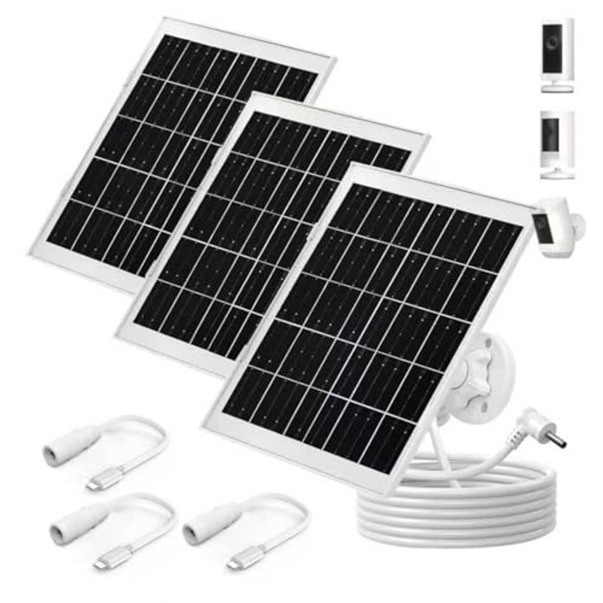 Foldable solar panel set with power cable and mounting bracket for Ring spotlight cameras