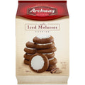 Iced molasses cookies bag showing stacked brown sandwich cookies with white icing centers