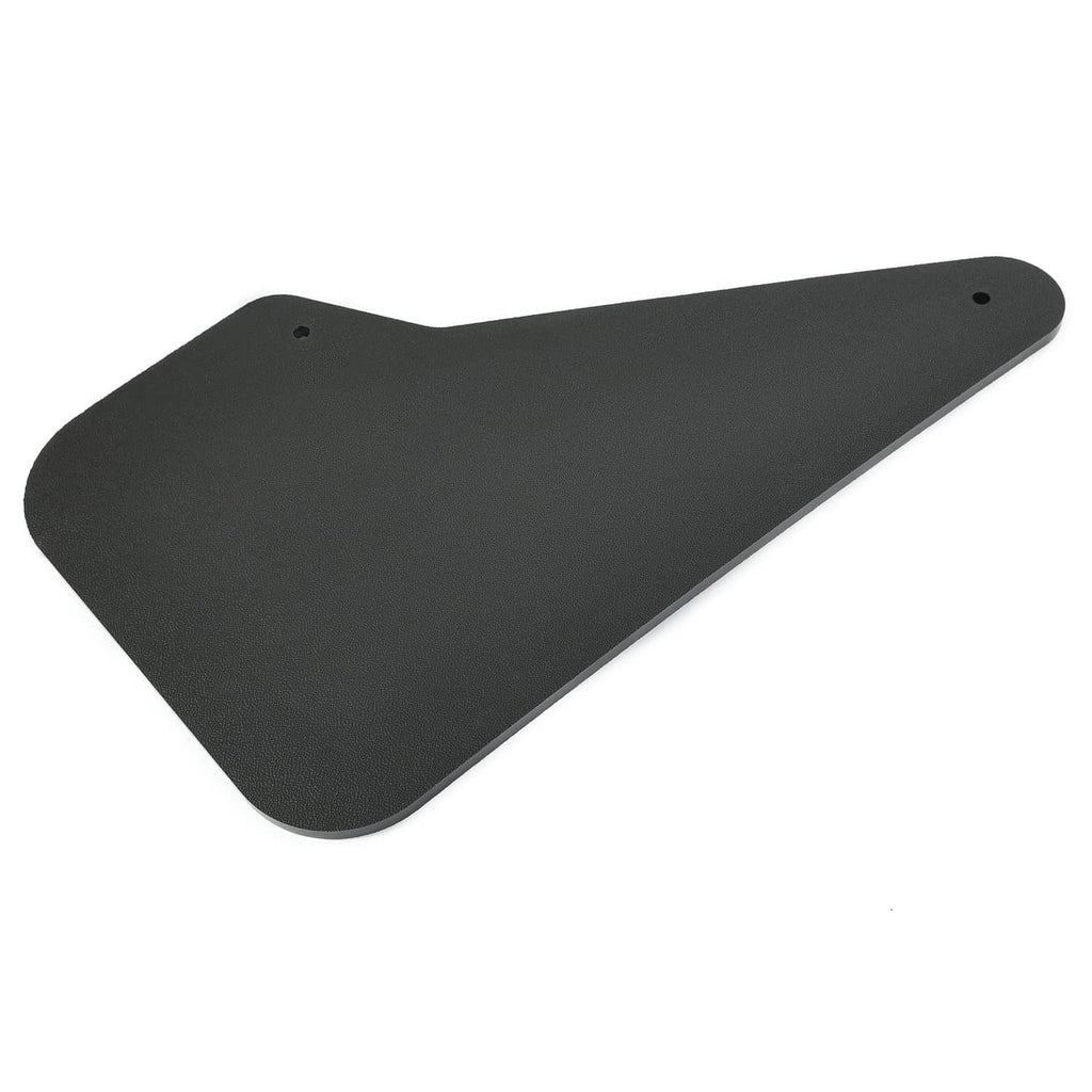Dark rudder blade plate with rounded corners and two mounting holes