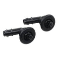 Pair of black headlight washer nozzle sprayer jets with angled outlets