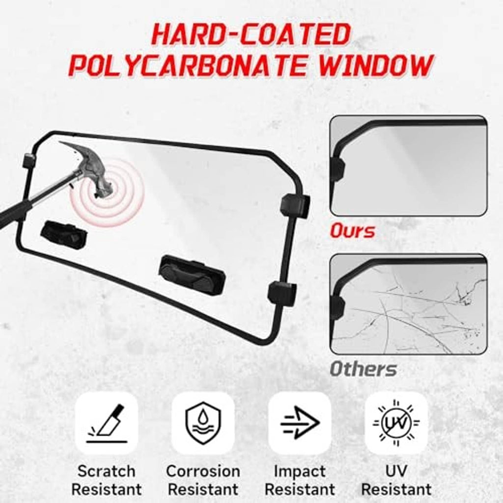Hard-coated polycarbonate windshield window panel, scratch- and impact-resistant
