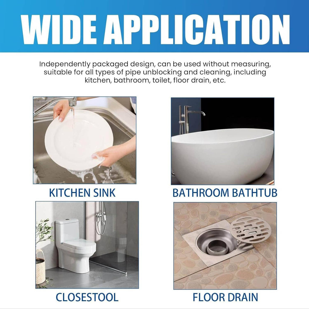 Drain cleaner for kitchen sink, bathroom bathtub, toilet, and floor drain—four views