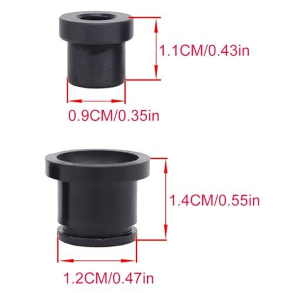 Black shift cable bushing sleeves with red size dimension markings on diagram