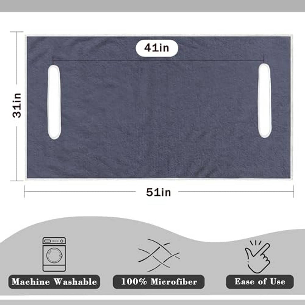 Dark grey microfiber seat cover with two side openings; 51 in x 41 in sizing