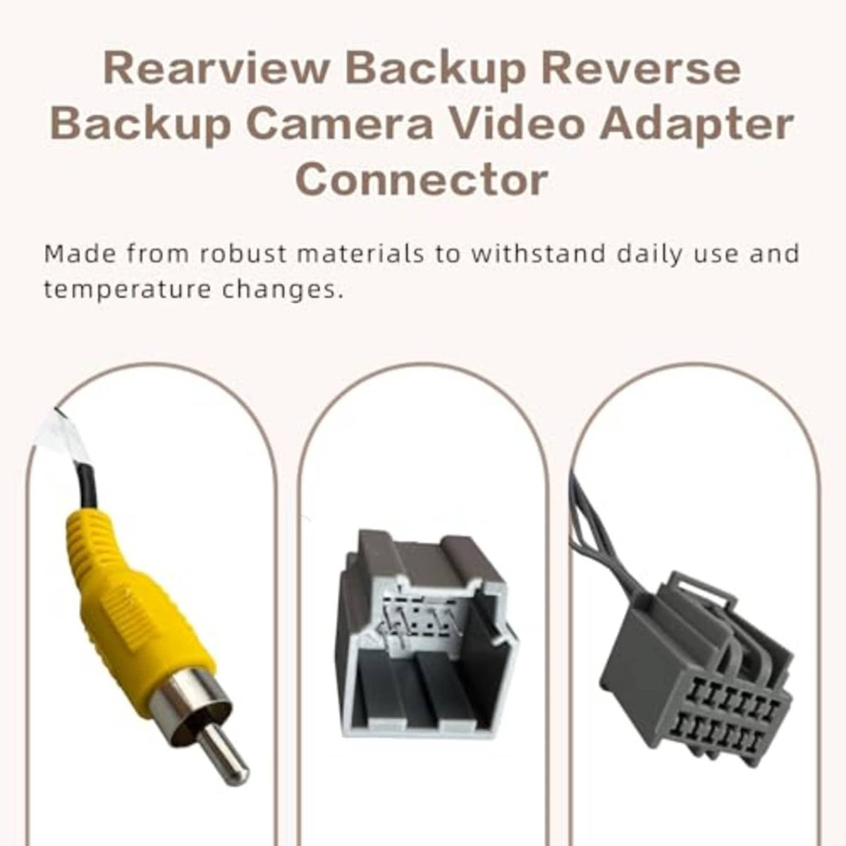 Adapter connectors close-up: yellow plug, grey housing, and multi-pin connector