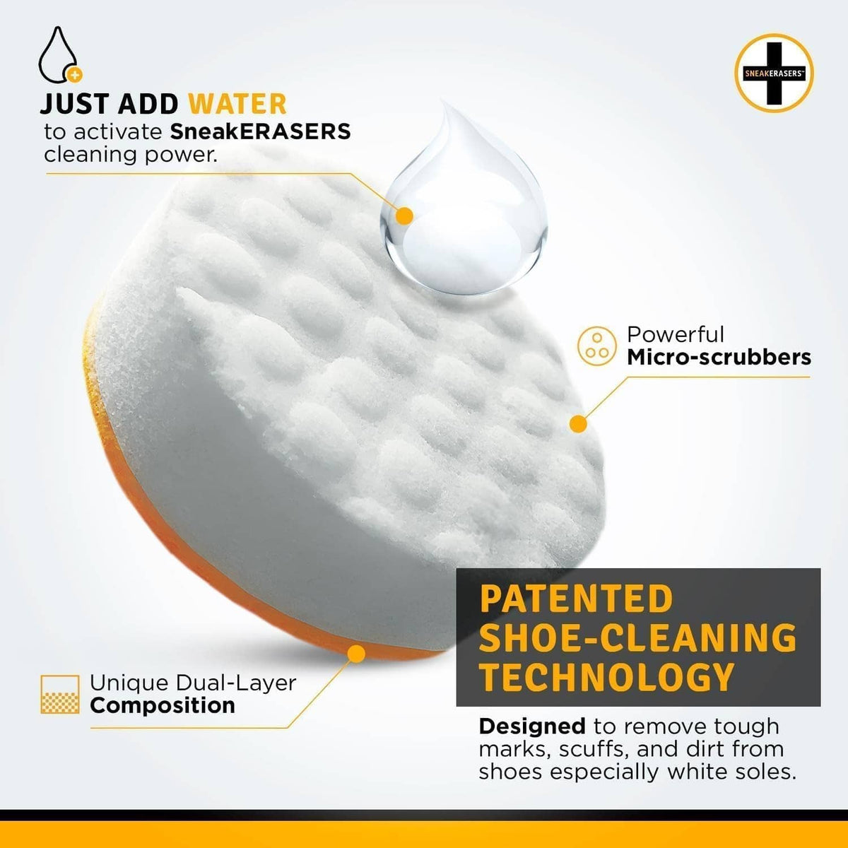Micro-scrubber cleaning sponge for shoe soles, used with water